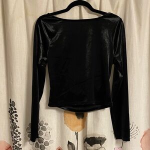 NWT Wild Fable Black Velvet Long Sleeve Top